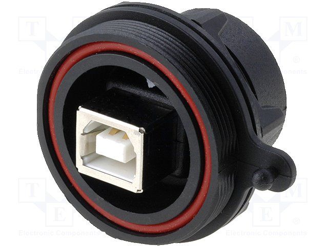 4 Pos USB 2.0 Adapter, Female, Solder, 1A, 30V, IP68, Black