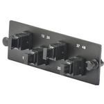 Opticom MPO FAP loaded with four key-up/key-up MPO fiber optic adapters