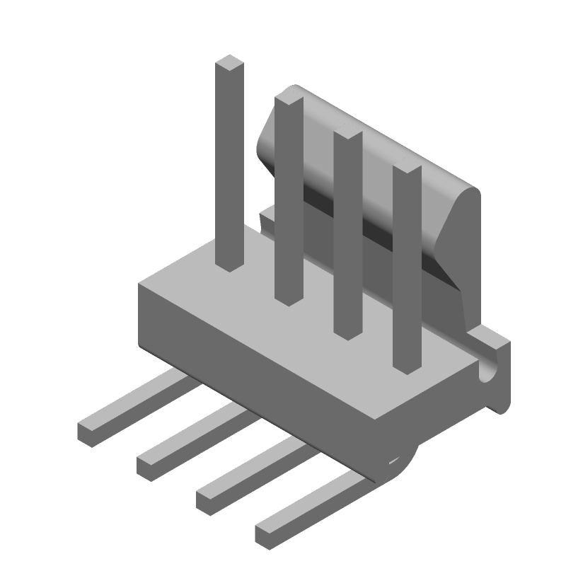 4 Pos 2.54mm RA Solder Header, Wire-to-Board, 5A, Gold/Tin Plating