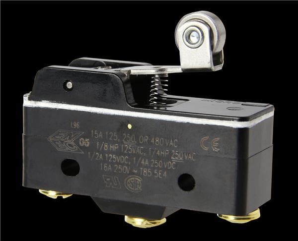 Snap Action SPDT Switch, 16A 480VAC, Roller Lever, Screw Mount