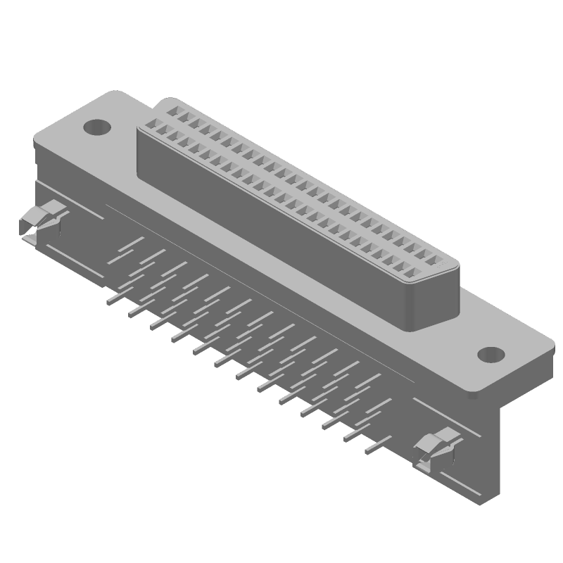 50 Pos Shielded Right Angle Receptacle, 1A, 30V, Through Hole