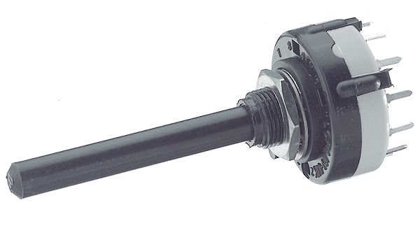 3P4T Rotary Switch, 300V, 150mA, Silver Contact, Through Hole