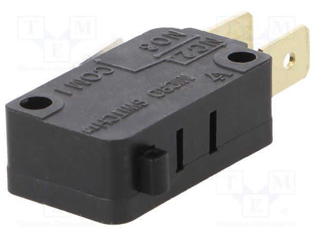 Snap Action SPDT Switch, 15A 277VAC 250VDC, Pin Plunger, Quick Connect