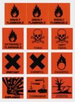 with English Text Vinyl, 28 x 28mm 100 Hazard Warning Label