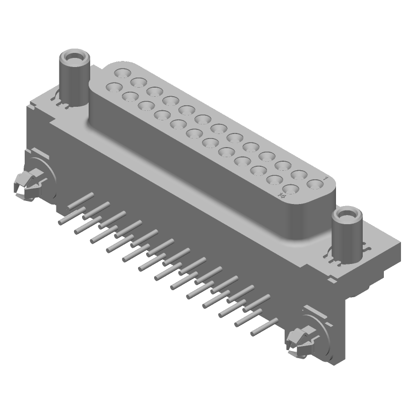 25 Pos D-Sub RA Receptacle, Gold/Tin/Lead Plated, UL94 V-0