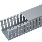 Slotted Wiring Duct, PVC, 1.5" H x 1.26" W x 6' L, UL94 V-0, Grey