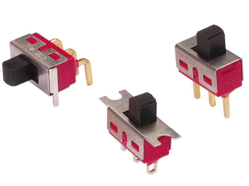 SPDT Slide Switch, 5A 250VAC 28VDC, PC Pins, Panel Mount