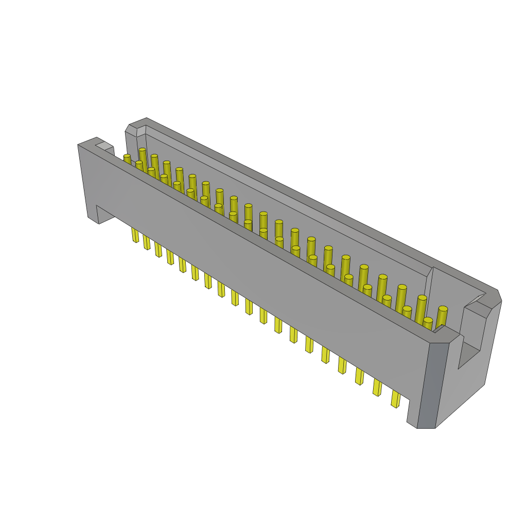 1.27mm Shrouded Header, 40 Pos, 2 Rows, Straight, Thru-Hole, Gold