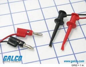 36" Banana to Mini Hook Test Lead, 5A, 300V, Gold Copper