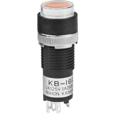 SPDT Pushbutton Switch, ON-ON, 1A 125VAC, Orange LED, Solder