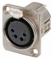 4 Pole Female XLR Socket, Panel Mount, 10A, 250V, Nickel/Silver