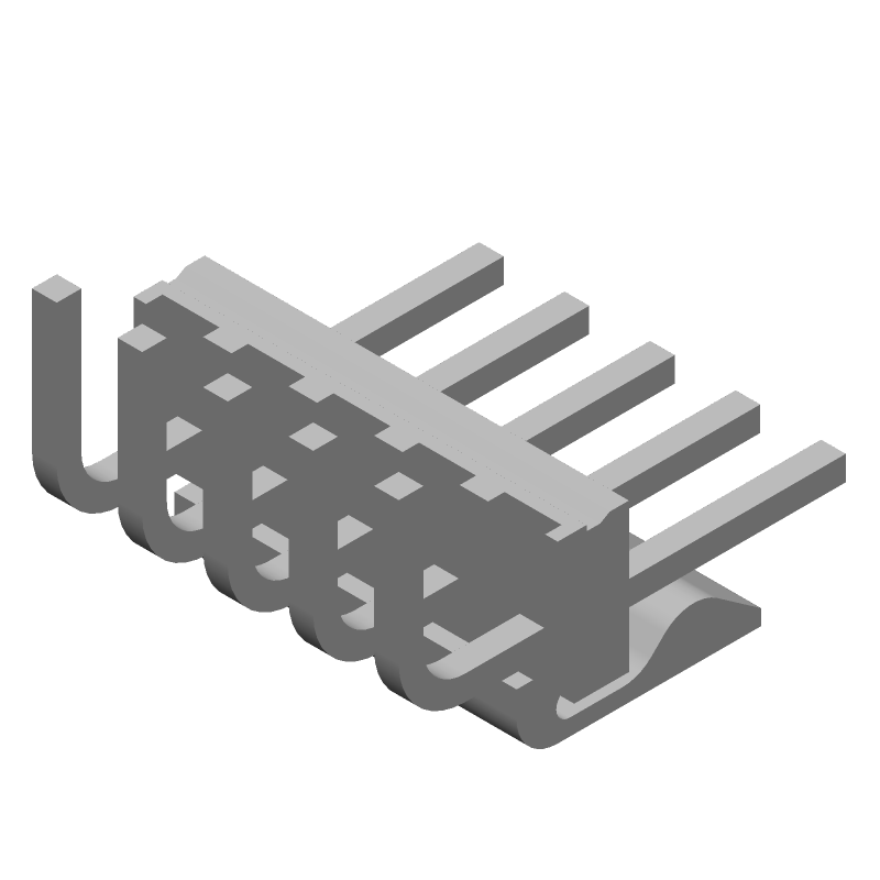 5 Pos 1 Row RA Solder Header Connector, 7A, 250V