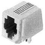 RJ11 Connector, 4 Pos, 1 Port, 2.54mm Pitch, Solder RA, Thru-Hole, 150V