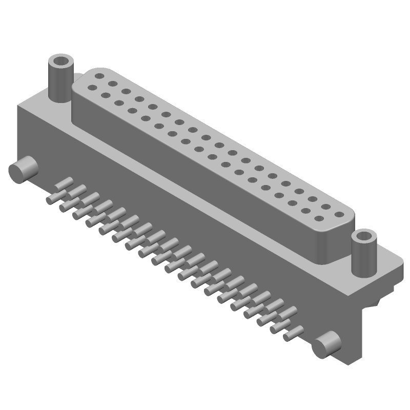 37 Pos D-Sub RA Receptacle, 6A, 125V, Gold/Tin Plated Contacts
