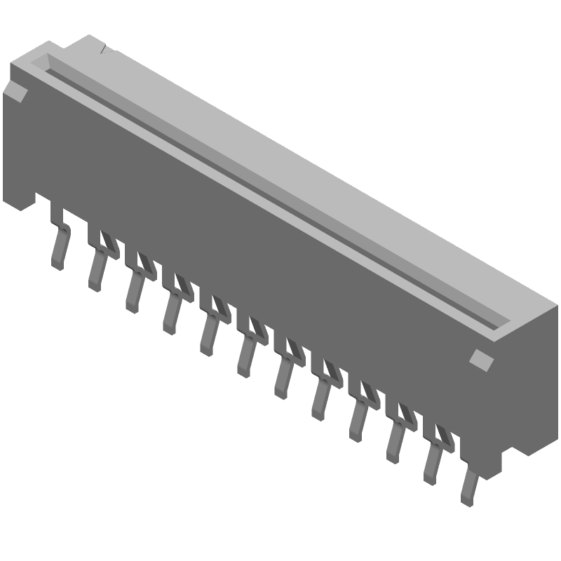 FFC/FPC Connector, 23 Pos, 1.25mm Pitch, ZIF, Thru-Hole, 1A