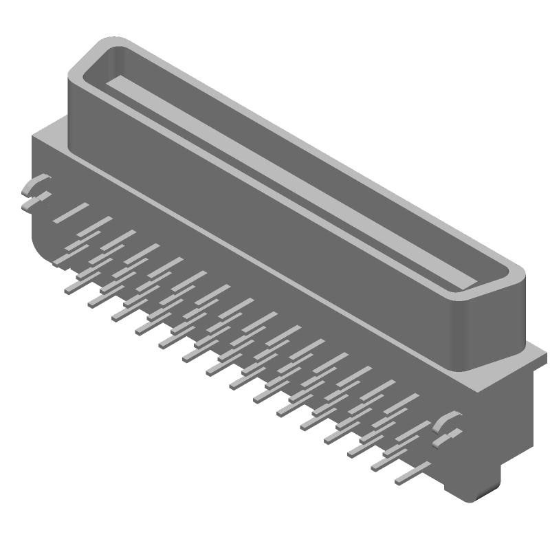SCSI Connector, 60 Pos, 1 Port, Right Angle, Thru-Hole, Male