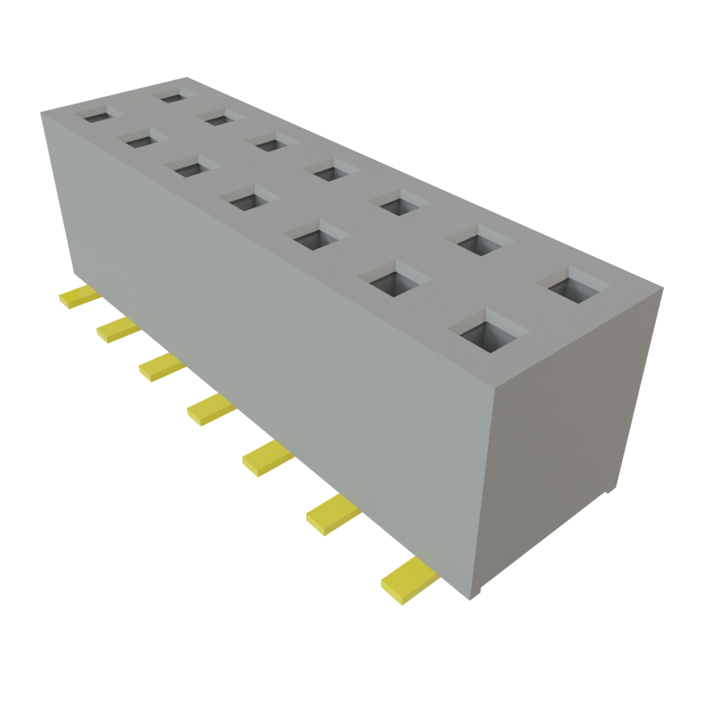 14 Pos 2mm Socket Strip, Straight, SMD, Gold