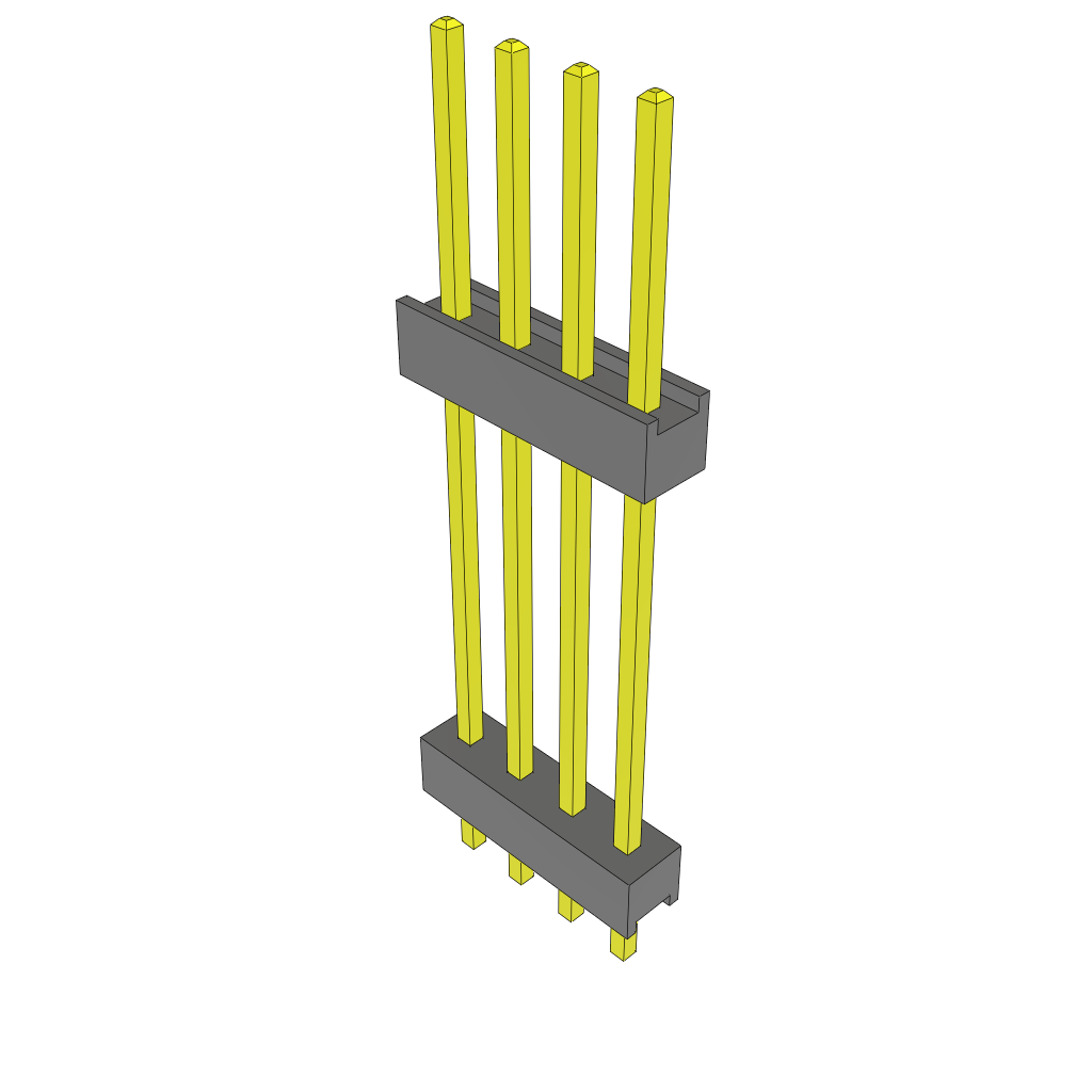 4-Contact HDR Board Stacker, 2.54mm Pitch, Through Hole Mount