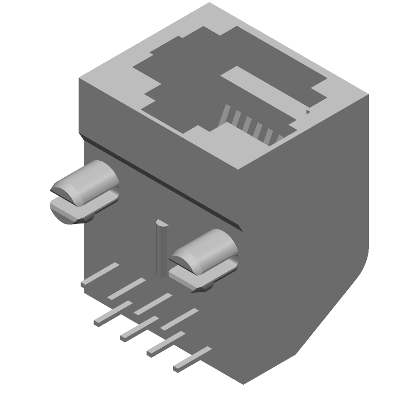 8P 8 Pos R/A Modular Ethernet Connector, Gold Bronze, Solder