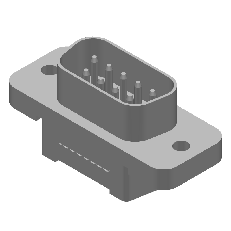 9 Pos D-Sub RA Plug, Shielded, 1.25A, 30V, IDC, Metal