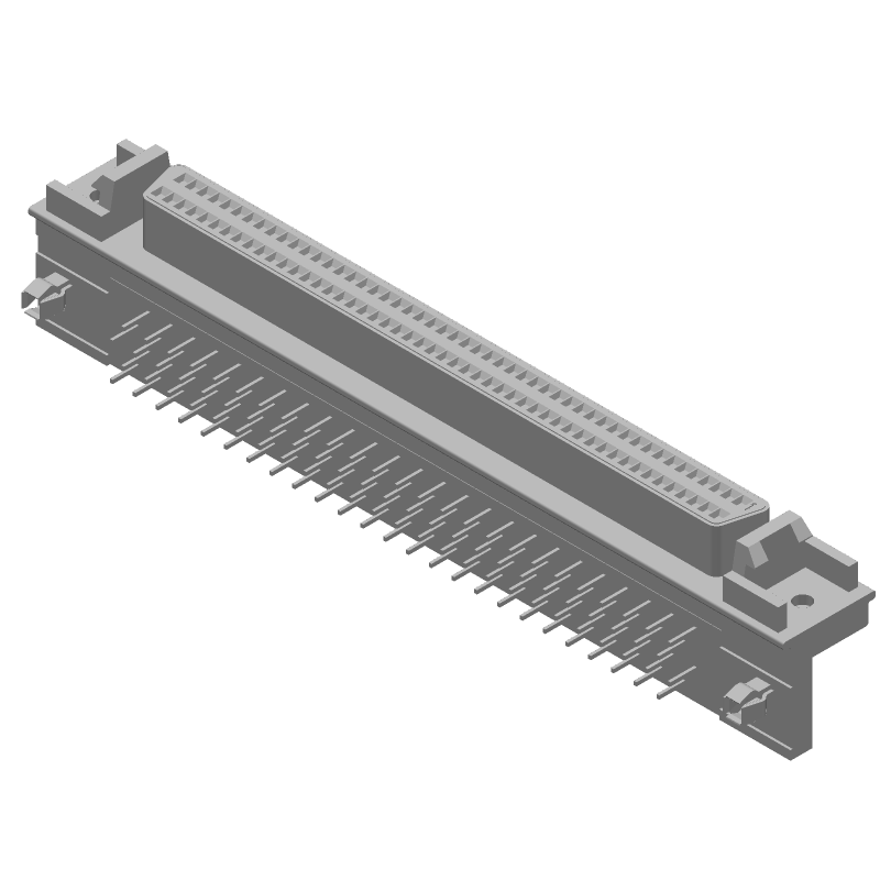 100 Pos Shielded Right Angle Female Connector, Gold/Tin Plated