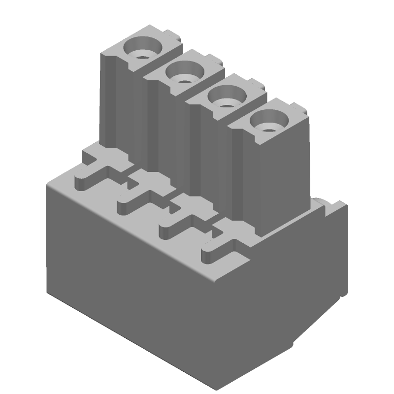 4 Pos Green Termi-Blok Plug, 11A, 300V, Right Angle, Solder