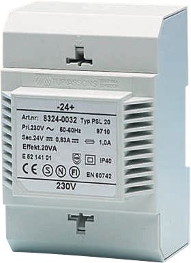 DC power supply 24 VDC 0.83 A, PSL 20 230/24VDC, Tufvassons Transformator