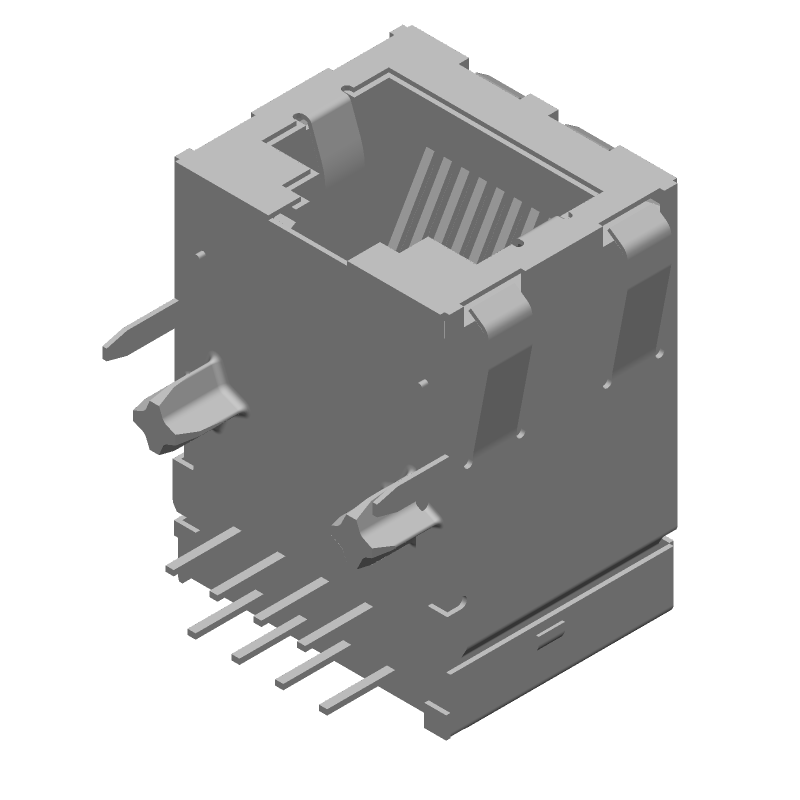 8P RJ45 Connector, Shielded, Gold, Right Angle, Solder