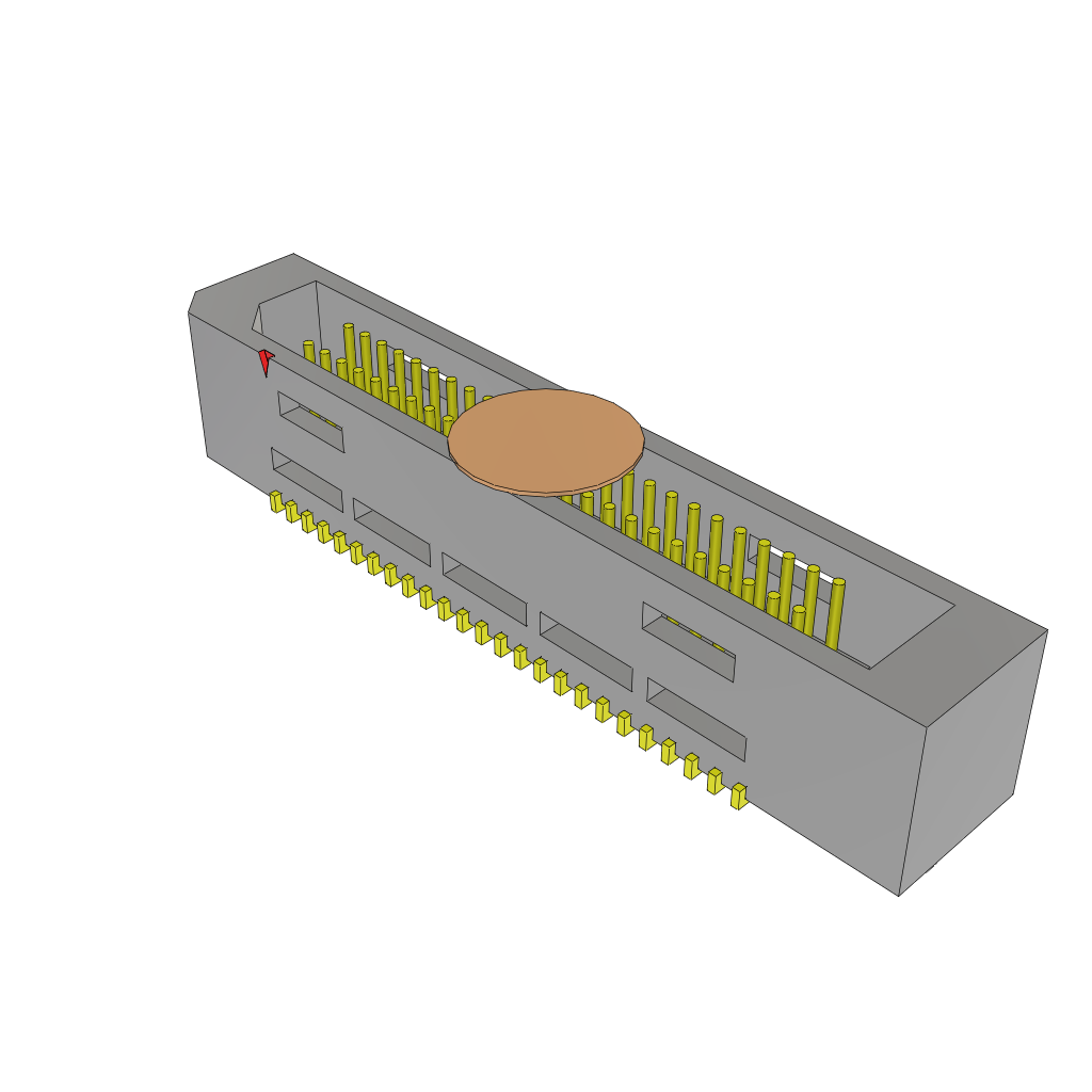 50-Contact Shrouded Surface Mount Header, 2 Rows, 0.8mm Pitch