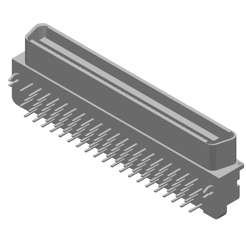 80 Pos 4 Row Right Angle Male Plug Assembly, .050" Pitch, Gold/Tin Plated Bronze