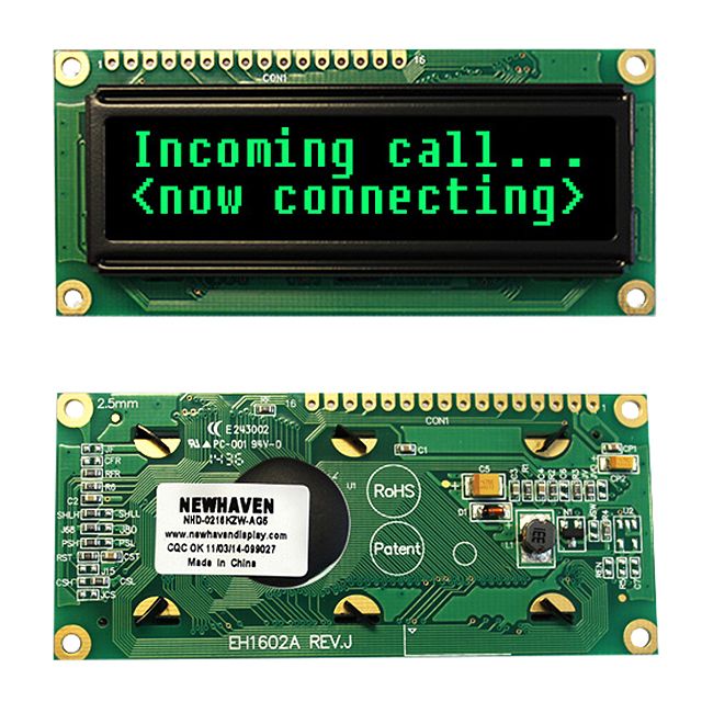 2x16 Green OLED Display, SPI/Parallel, 3V, 80°C