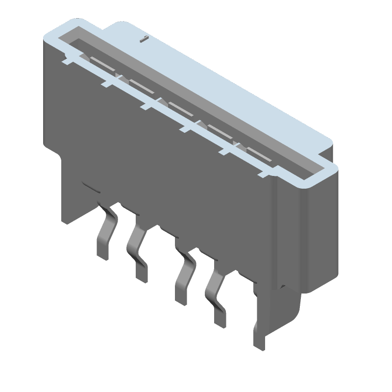 FFC/FPC Connector, 5 Pos, 2.54mm Pitch, ZIF, Straight, Thru-Hole