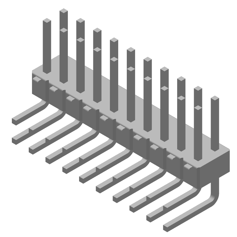 20 Pos 2.54mm RA Thru-Hole Header, 5A, Gold