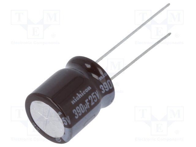 Cap Aluminum Lytic 390uF 25V 20% (12.5 X 15mm) Radial 5mm 720mA 5000h 105°C Bulk