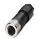 Connector, 5-position, Socket straight M12, A-coded, Spring-cage connection, knurl material Zinc die-cast,nickel-plated, external cable diameter 4 mm . 8 mm