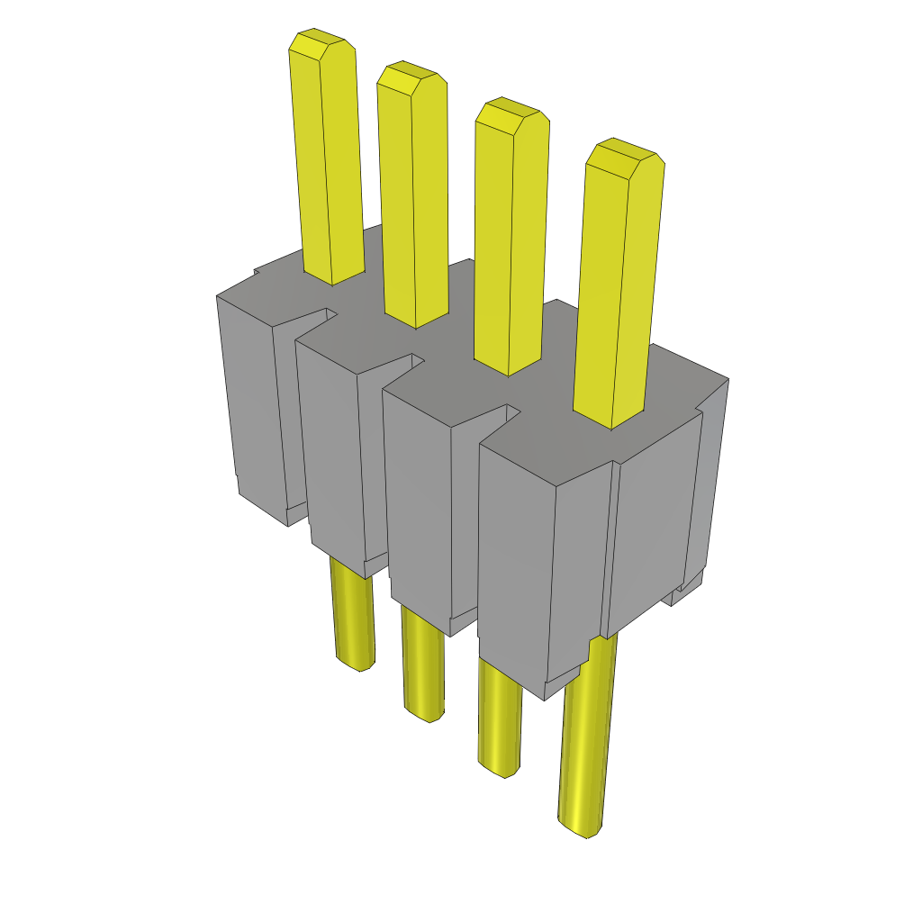 4-Contact Male Through Hole Header, 1.27mm Pitch, Gold Plating, RoHS Compliant