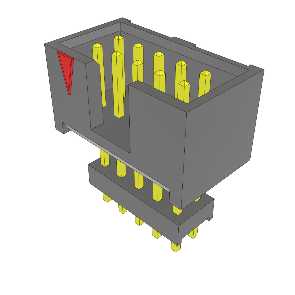 10-Contact Shrouded Header, 2-Row, 2.54mm Pitch, Through Hole Mount