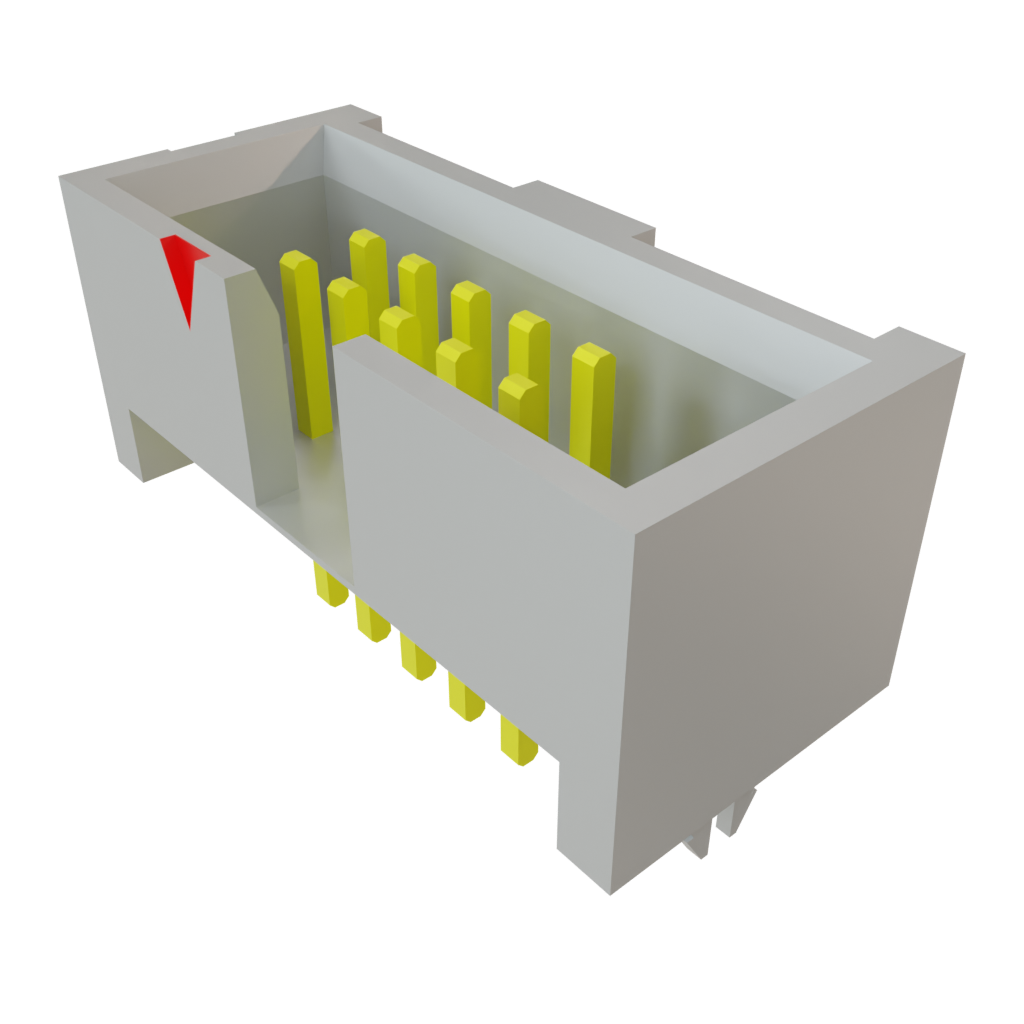 10-Position 2-Row Through-Hole Shrouded Header, 1.27mm Pitch, 125°C