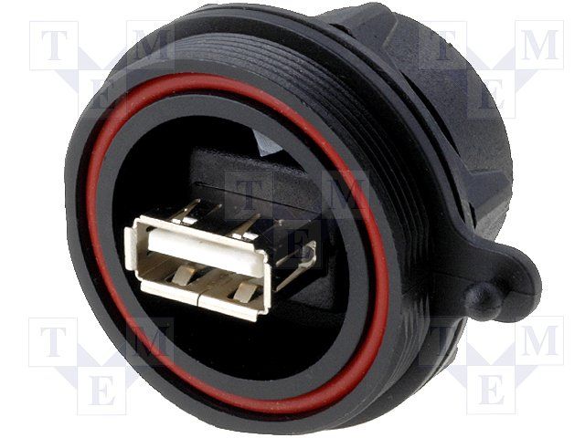 4 Pos USB 2.0 Female Socket Adapter, 1A 30V, Crimp, IP68