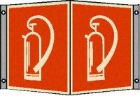 Wolk Aluminium Fire Extinguisher Sign with English Text, 150 x 150mm