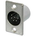 6 Pin Male Power Connector, Panel Mount, Solder, 50V, 7.5A, Metal