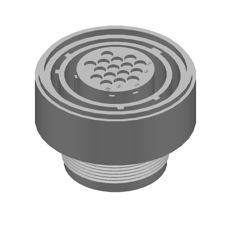 16 Pos Female Crimp Circular Connector, Metal Shell, IP65