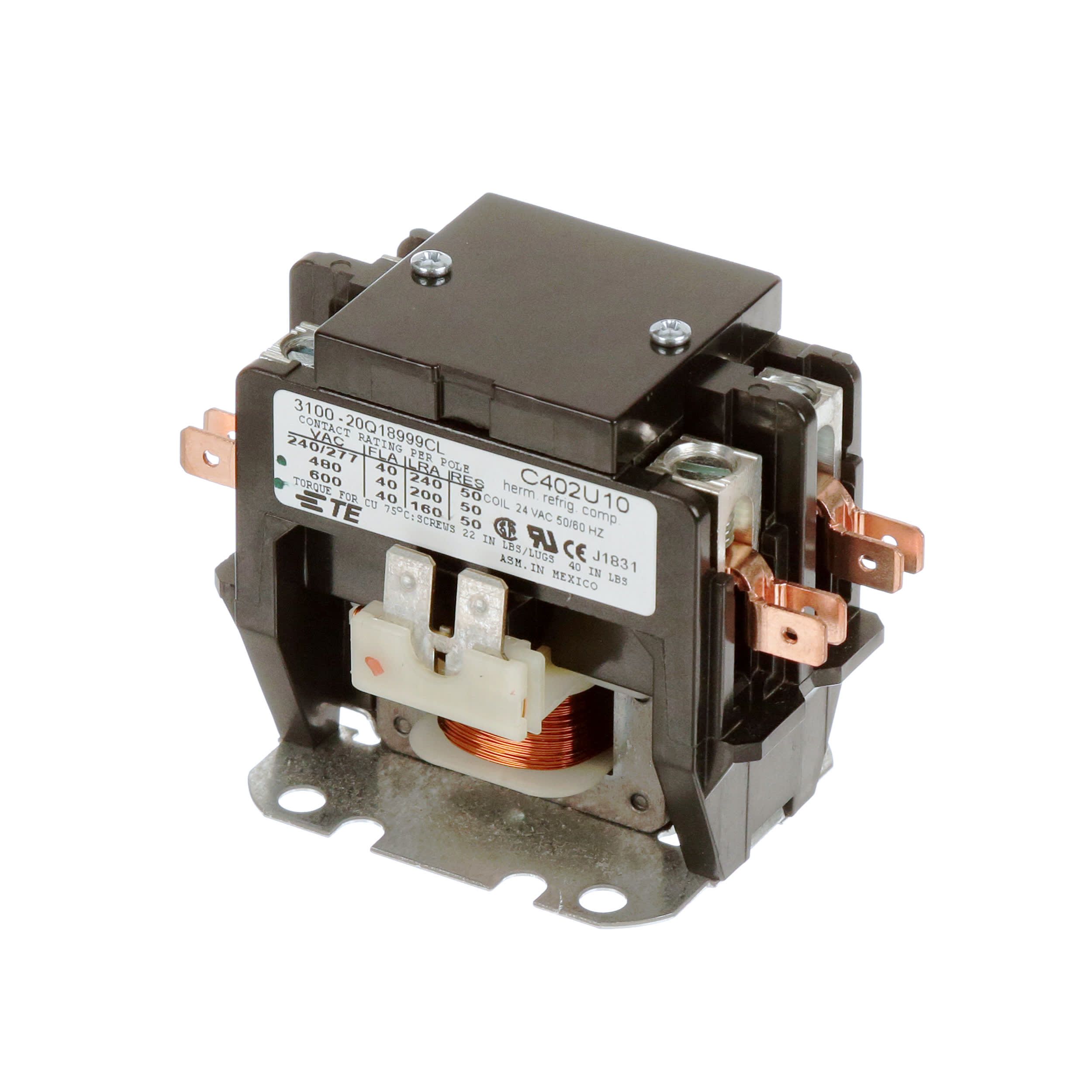 24VAC Power Contactor, DPST-NO, 40A, Panel Mount