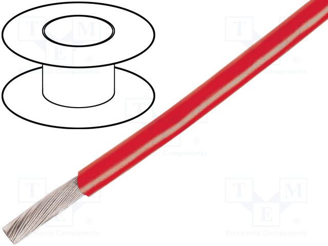 Hook-Up Wire, 28AWG Stranded Copper, 600V, 105°C, Red, 100ft Spool
