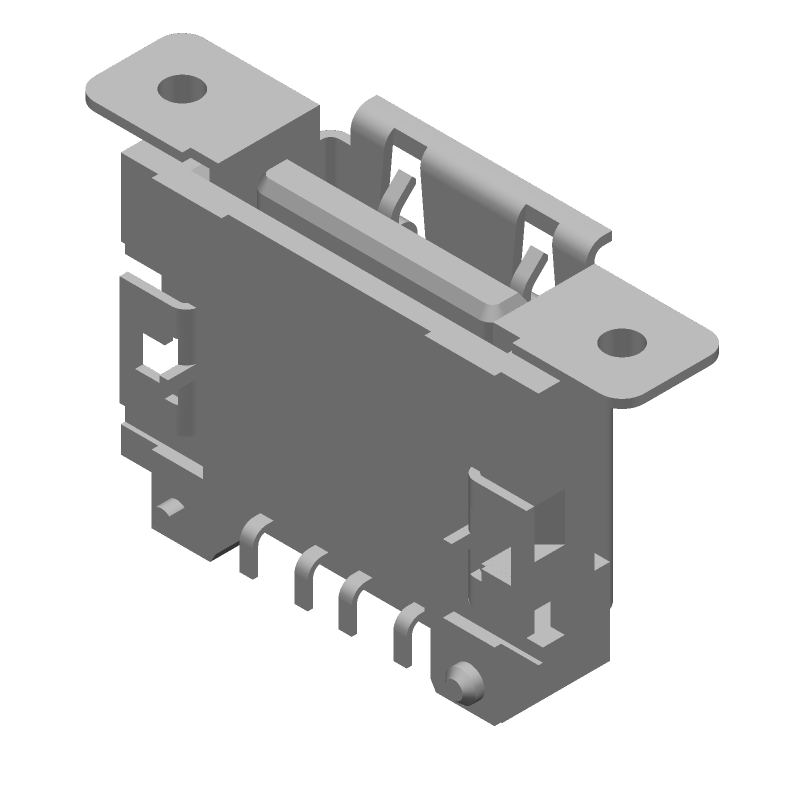 USB-A Receptacle, 4 Pos, Right Angle, SMD, 1 Port