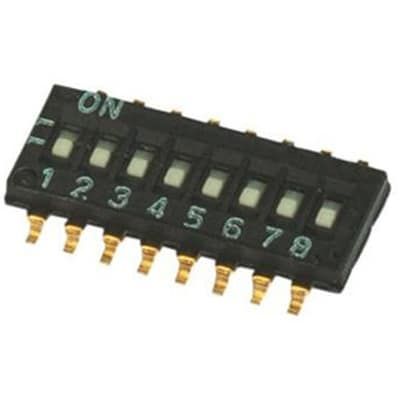 6-Pos SPST Slide DIP Switch, 25mA, 24VDC, Gull Wing, SM
