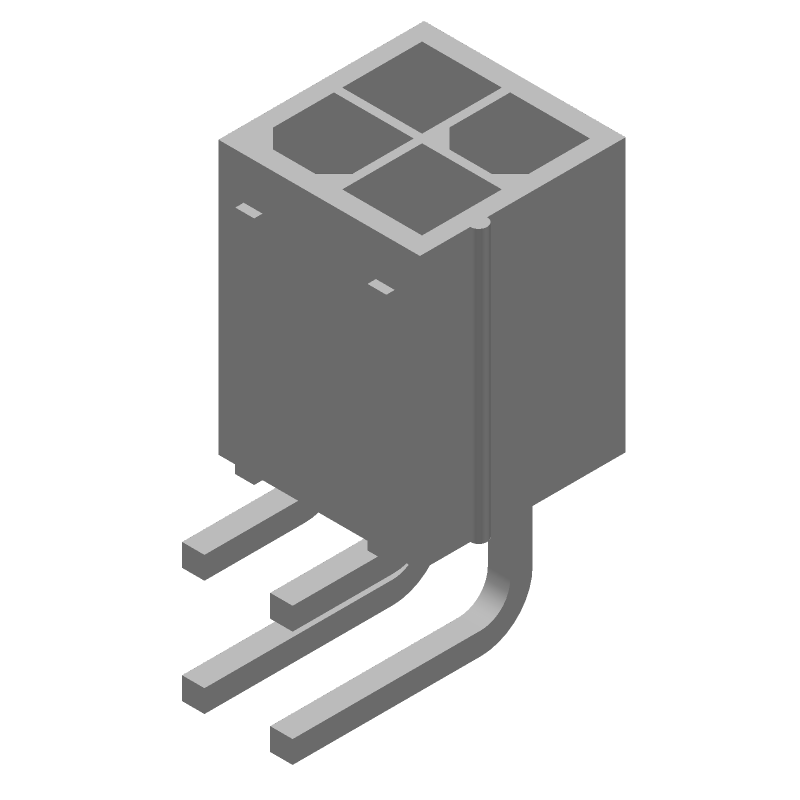 4 Pos Power Connector, 9A, 600V, 4.2mm Pitch, Solder RA Thru-Hole