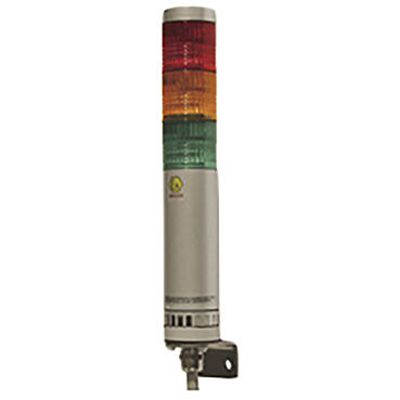 Signal Tower,  LED,  Cont/Flashing,  1-Stack,  Audible Alarm,  Direct/Wall Mount,  Red