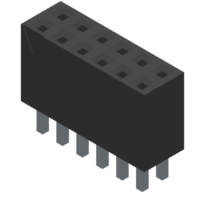 12 POS 2.54mm Socket Header, Gold, 3A, 250V, Thru-Hole