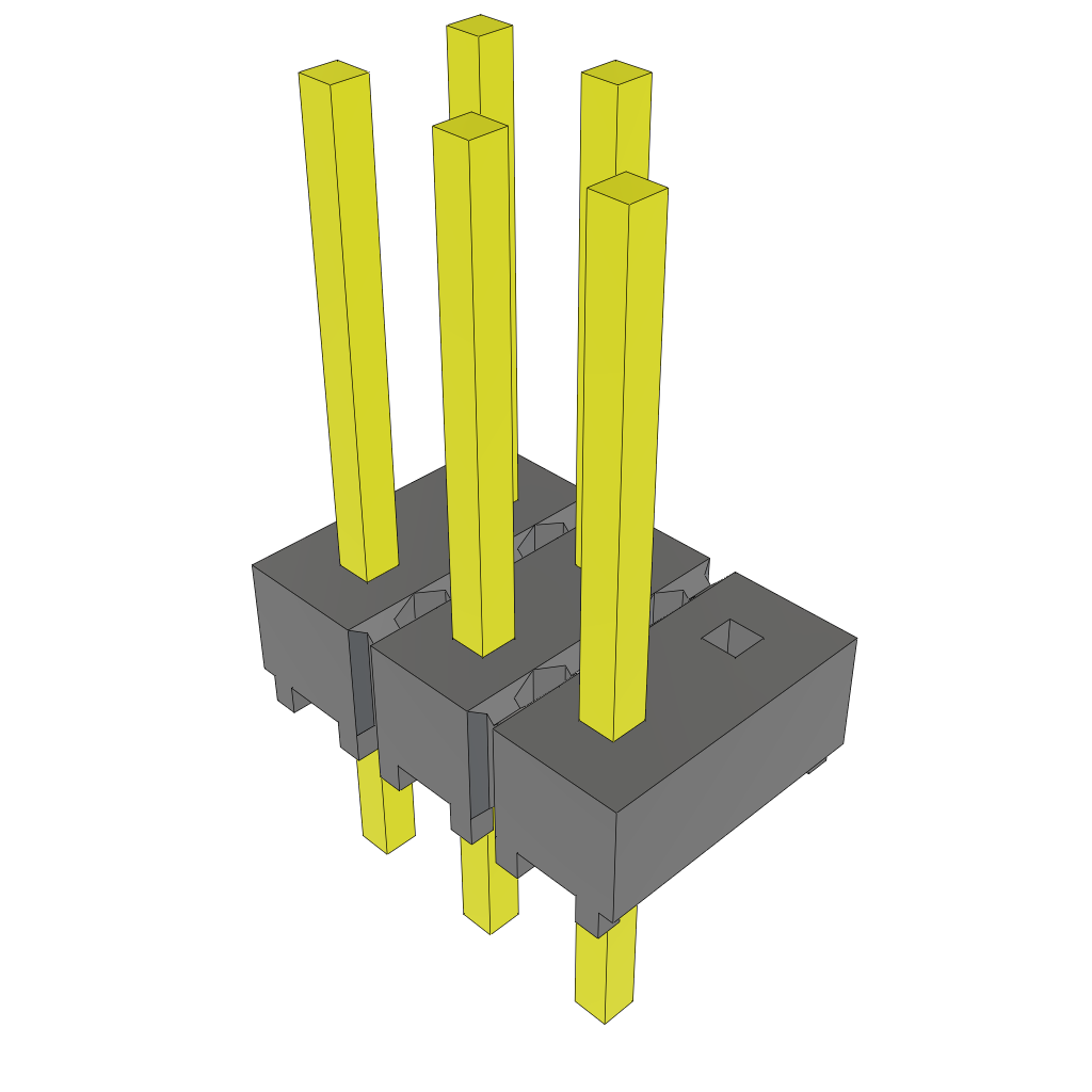 Unshrouded 6-Contact HDR Header, 2.54mm Pitch, Through Hole Mount